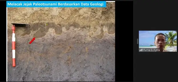Penelitian lapisan geologi dan fosil terkait tsunami. Foto: brin.go.id