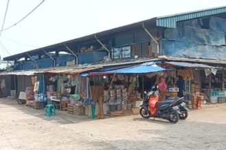 Kondisi kios semi permanen tak layak dibangun menggunakan uang pribadi dan swadaya para pedagang di Pasar Munjul, Kelurahan Munjul, Kecamatan Cipayung, Jakarta Timur, Minggu (12/5). Foto: Joesvicar Iqbal/ipol.id