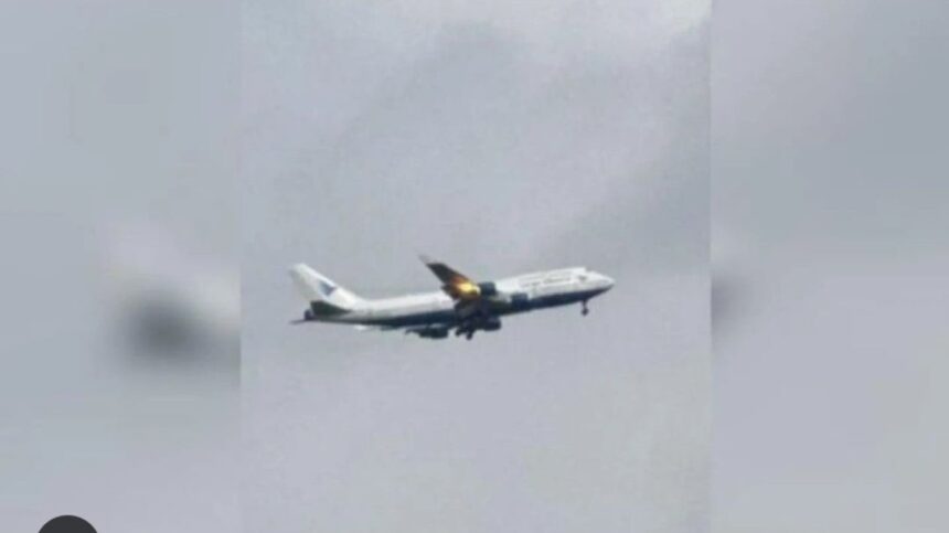 Pesawat Garuda Indonesia Terbakar di Udara saat angkut jemaah haji asal Sulsel. (Tangkapan Layar/istimewa)