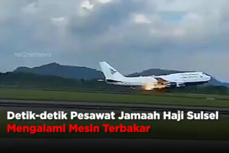 Detik-detik Pesawat Jamaah Haji Sulsel Mengalami Mesin Terbakar