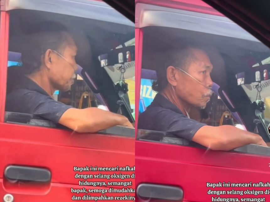 Sopir angkot terlihat tetap narik pelanggan meski sedang kurang sehat. Foto: TikTok @witagemilang (tangkap layar)