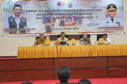 Koordinasi Pemprov Sulsel dan BNPB dalam penanganan kebencanaan di Kab Luwu. Foto: humas