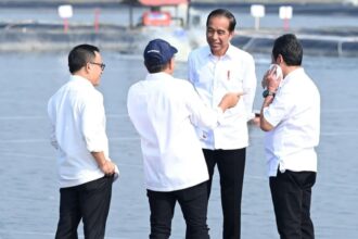 Presiden Joko Widodo meresmikan Tambak Budidaya Ikan Nila Salin di Karawang, Jawa Barat. Foto: IG, @Jokowi (tangkap layar)