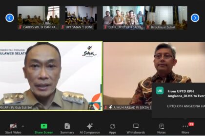 Apel pagi virtual yang dipimpin langsung Pj Gub Sulsel, Prof Zudan Arif Fakrulloh. Foto: dok humas