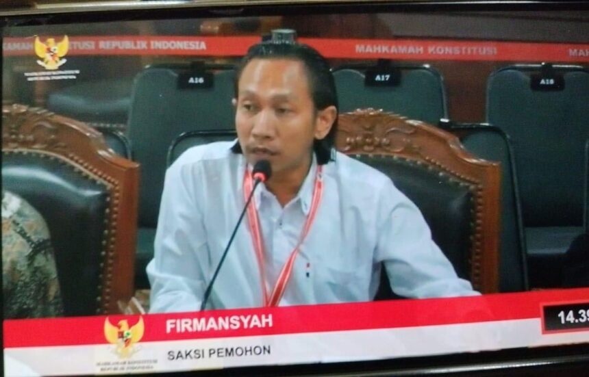 Bappilu DPD PD DKI Jakarta, Firmansyah dalam persidangan di MK.(foto screenshot TV MK)