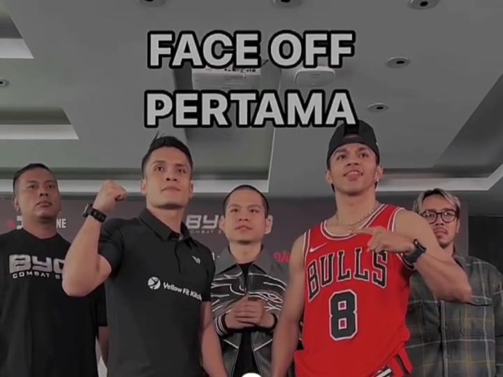 Selebritas Randy Pangalila dan atlet muay thai peraih medali emas PON 2021 Papua Jekson Karmela bakal bertarung menggunakan K-1 rule kickboxing dalam main event Byon Combat Showbiz Vol. 3. Foto: IG, @rezanandarcr (tangkap layar)