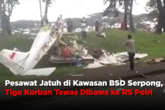 Pesawat Jatuh di Kawasan BSD Serpong, Tiga Korban Tewas Dibawa ke RS Polri