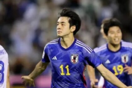 Momen selebrasi Fuki Yamada usai membobol gawang Uzbekistan pada laga final Asia U-23, Jumat (3/5/2024) malam. Foto: Instagram @pathdailybola