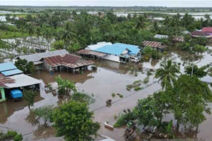 Banjir menggenangi sejumlah rumah warga di Kabupaten Merauke, Papua Selatan, Selasa (7/5/2024). Foto: BNPB