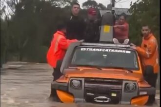 Banjir besar di negara bagian Rio Grande do Sul, selatan Brasil. Foto: Medsos X