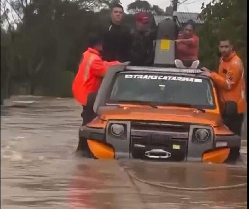 Banjir besar di negara bagian Rio Grande do Sul, selatan Brasil. Foto: Medsos X