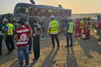 Kecelakaan bus di Arab Saudi. Foto: Al Roya