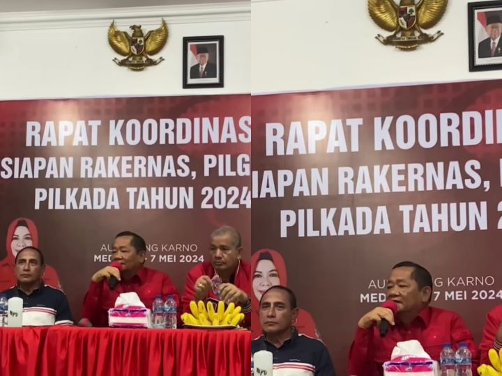 Foto Presiden Joko Widodo tidak terpasang berdampingan dengan Wakil Presiden Ma'ruf Amin di Kantor PDI Perjuangan Sumatra Utara (Sumut) jadi sorotan. Foto: IG, @edy_rahmayadi (tangkap layar)