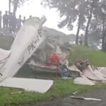 Pesawat jatuh di BSD City, Serpong, Tangsel. Foto: Tangkapan layar