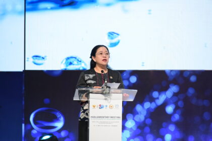 Ketua DPR Puan Maharani saat pembukaan agenda Pertemuan Parlemen dalam rangka Forum Air Dunia ke-10 Tahun 2024 di Nusa Dua, Bali, Senin (20/5/2024). Foto: parlementaria