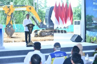 Presiden RI Joko Widodo memberikan sambutan diacara Groundbreaking Nusantara Sustainability Hub di Ibu Kota Nusantara, pada rabu (5/6/2024). Foto: BPMI Setpres