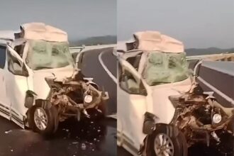 Kecelakaan mobil Luxio di Tol Cisumdawu KM 205. Foto: IG, @infobdgbaratcimahi (tangkap layar)