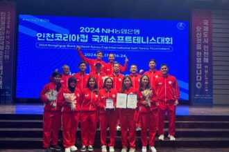 Tim beregu putra Indonesia merebut posisi juara ketiga dari nomor beregu pada Korea Cup Internasional Softtennis Tournament 2024