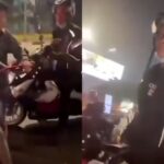 Driver ojol emosi saat motornya dihadang seorang bocah di jalur sepedah. Foto: IG, @mygigsmedia (tangkap layar)