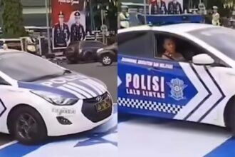 Viral Mobil polisi terlihat melindas bendera Israel di Banjarnegara. Foto: IG, @kabarnegri (tangkap layar)