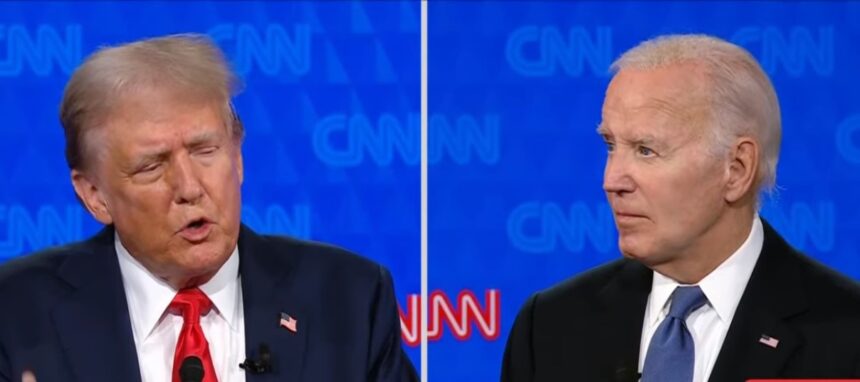 Donald Trump dan Joe Biden dalam debat perdana Pilpres AS. Foto: Tangkapan layar