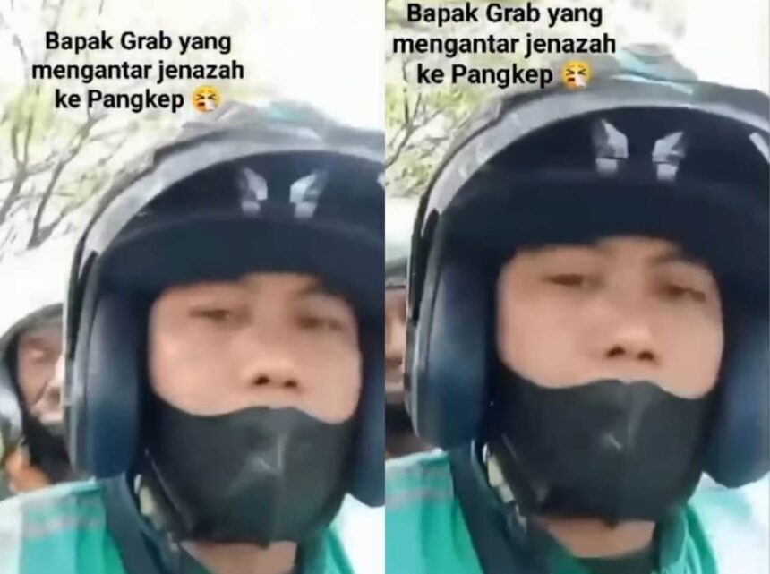 Driver Ojek online mengantar jenazah balita dari Makassar ke Pangkep akibat tidak miliki cukup uang untuk menyewa ambulans. Foto: IG, @medsoszone