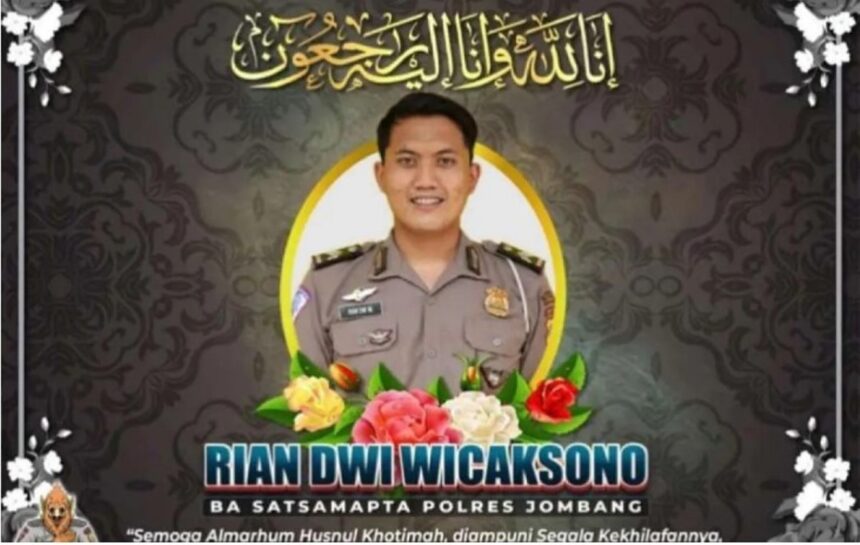 Briptu Rian Dwi Wicaksono meninggal akibat dibakar istrinya. Foto: Polres Jombang