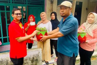 Branch Manager Alfamart, Eri Prihartanto dan jajaran bersama Kelompok Wanita Tani (KWT) Tri Puspasari mengajak warga dalam kegiatan Penghijauan Budidaya Bayam Brazil di lingkungan RT 08 RW 02, Kelurahan Ulujami, Kecamatan Pesanggrahan, Jakarta Selatan, Kamis (25/7/2024). Foto: Ist