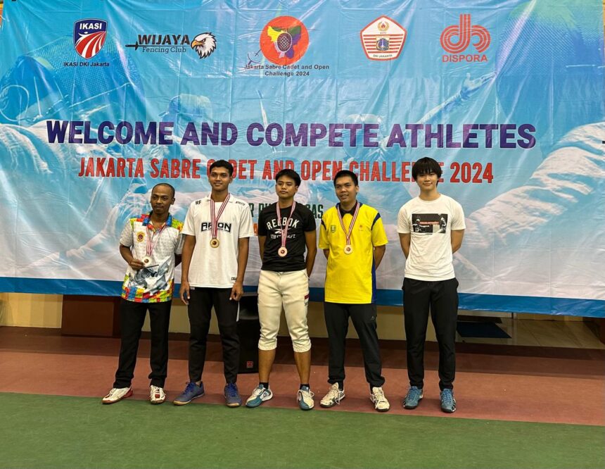 Pengurus Provinsi Ikatan Anggar Seluruh Indonesia (Pengrov IKASI) DKI Jakarta dalam menggelar kompetisi anggar Jakarta Sabre Cadet and Open Challenge 2024 yang dilaksanakan pada 20 Juli 2024 di GOR PKP Ciracas. (Istimewa)