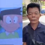 Penjual bakso asal Surabaya viral di media sosial karena miliki wajah mirip Suneo. Foto: Tiktok, @adit_codot04 (tangkap layar)