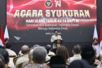 Menteri Koordinator Bidang Politik, Hukum, dan Keamanan Marsekal TNI (Purn) Hadi Tjahjanto saat membuka Acara Syukuran HUT ke-14 BNPT dan Peresmian Museum Nasional Penanggulang Terorisme di Bogor, Jawa Barat, Senin (16/7/2024). Foto: Humas Kemenko Polhukam