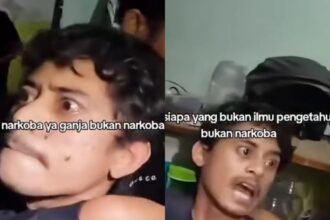 Momen seorang pria ngotot pada Polisi saat ditangkap, dan mengatakan ganja bukanlah narkoba. Foto: IG, @fakta.jakarta (tangkap layar)