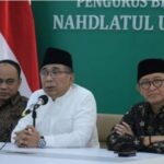 Ketum PBNU, Yahya Cholil Staquf menyampaikan keterangan pers. (Foto NU Online)