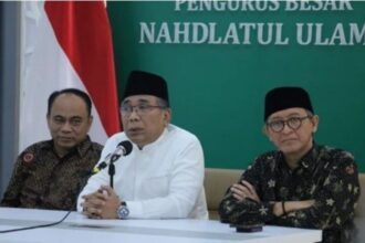 Ketum PBNU, Yahya Cholil Staquf menyampaikan keterangan pers. (Foto NU Online)