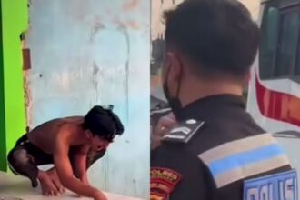 Pengendara motor viral setelah videonya berpura-pura kesurupan di depan petugas kepolisian yang sedang melakukan razia. Foto: IG, @medsoszone (tangkap layar)