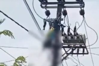 Petugas PLN tewas tersengat arus kabel listrik saat bekerja di Dusun II Desa Maringgai, Lampung Timur, pada Kamis (15/8/2024). Foto: IG, @info.negri