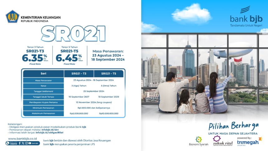 bank bjb Tawarkan SBN Ritel Seri SR021 dengan Kupon Investasi hingga 6,45%