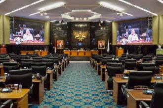 Ilustrasi pelaksanana sidang paripurna DPRD DKI terkait APBDP 2024.(foto dok setwan)