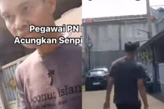 Geger oknum pegawai Pengadilan Negeri (PN) Kota Depok saat melakukan aksi koboi di kawasan Perumahan wilayah Bojongsari, Depok, Jawa Barat. Foto: IG, @medsoszone (tangkap layar)