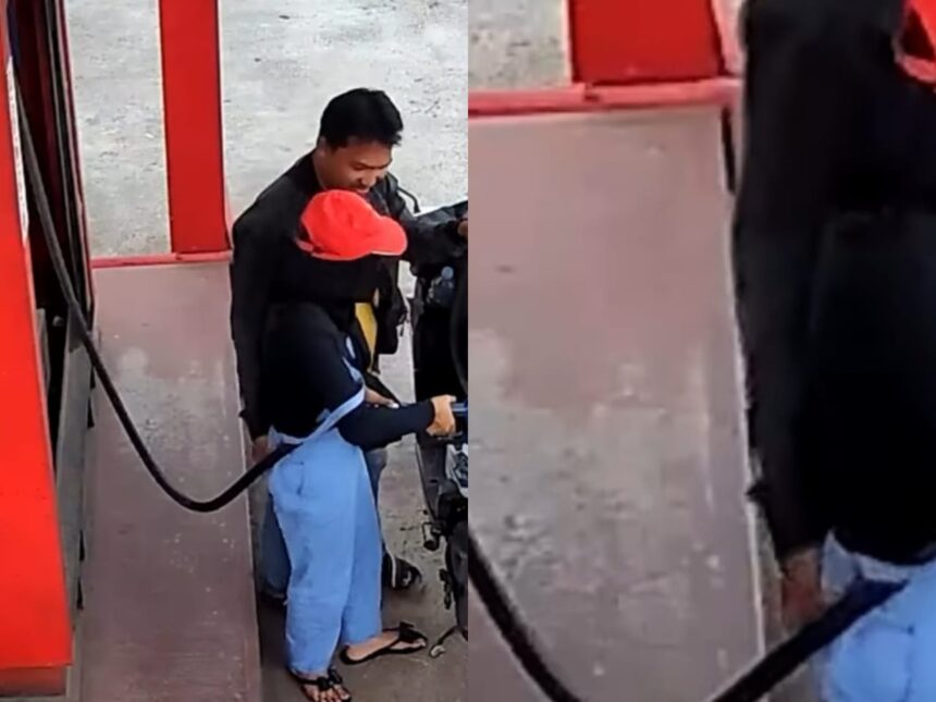 Rekaman CCTV karyawati Pertashop mendapatkan perlakuan pelecehan dari pria cabul. Foto: IG, @cianjurupdate (tangkap layar)