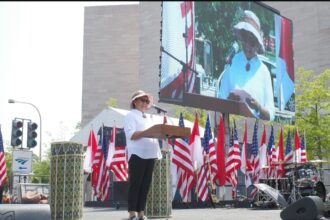 Menlu RI, Retno Marsudi memberi sambutan di acara WOW Indonesia di Washington DC. Foto: dok humas