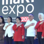 Ketua Dewan Pengarah BRIN, Megawati Soekarnoputri, membuka InaRI Expo 2024 di Kawasan Sains dan Teknologi Soekarno, Cibinong, Bogor, Kamis (8/8/2024). Foto: BRIN