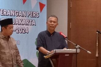 Ketua DPRD DKI Jakarta, Prasetio Edi Marsudi saat memberikan sambutan.(Foto sofian/ipol.id)