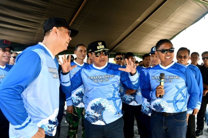 Pj Gubernur Sulbar, Bahtiar Baharuddin saat acara HUT RI ke-79.(Foto dok pemprov Sulbar)