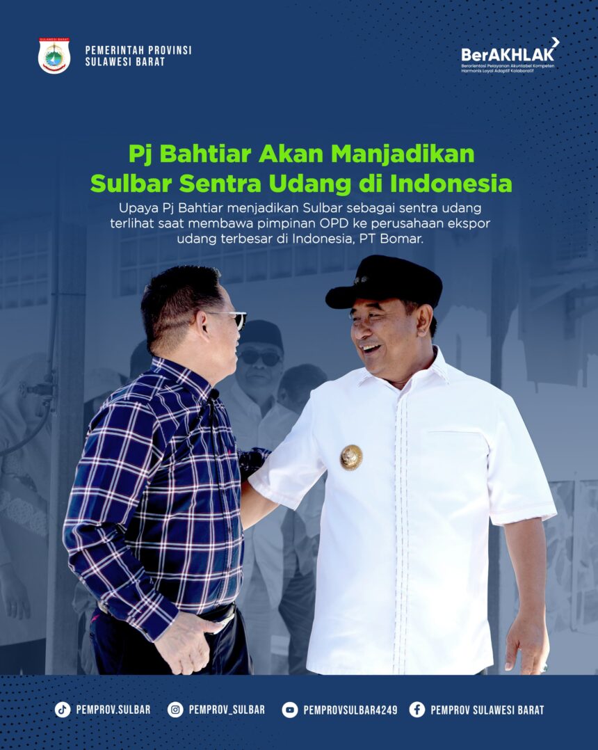 Pj Gub Sulbar fokus untuk menjadikan daerahnya sentra produksi udang. Foto: dok humas