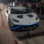 Mobil Lamborghini Huracan yang menabrak pejalan kaki di Penjaringan Jakarta Utara.ANTARA/HO-Satlantas Polres Jakut