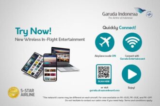 Ilustrasi MetraMediaHub bermitra dengan maskapai penerbangan nasional Indonesia, Garuda Indonesia untuk menghadirkan layanan Wireless In-Flight Entertainment (W-IFE). Foto: Telkom Indonesia