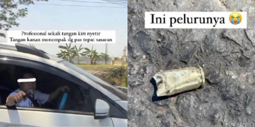 Pelaku penembakan di Jalan Raya Pantura Demak. Foto: Foto: X bacottetangga__