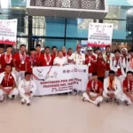 Tim Softbol putra DKI saat tiba di Bandara Soekarno Hatta. Foto/istimewa