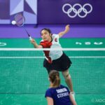 Hasil memuaskan berhasil diukir pebulutangkis Gregoria Mariska Tunjung setelah berhasil menembus Babak 16 Besar cabor bulutangkis Olimpiade 2024 Paris. Gregoria menang atas Tereza Svabikova asal Republik Ceko pada laga kedua Grup G yang dihelat di Port de la Chapelle Arena, Rabu (31/7) malam WIB.(Foto: NOC Indonesia/Naif Muhammad Al'as)